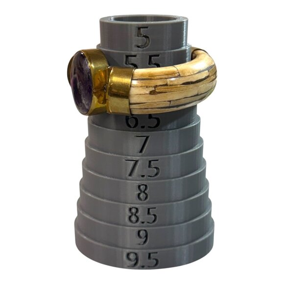 Vtg Carved Bone Boho Brass Wood Bangle Bracelet Large Amethyst Stone Statement - Picture 7 of 10